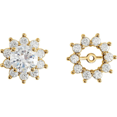 14k White Gold 3/4 CTW Diamond Earring Jackets