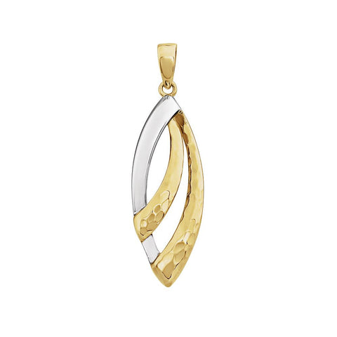 14K Yellow & White Hammered Pendant