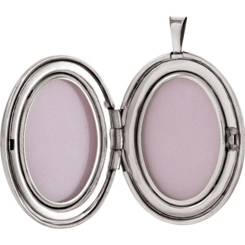 Sterling Silver 26x20mm Oval Breast Cancer Awareness Locket