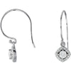 Pair of 3/8 CTTW Halo-Styled Dangle Earrings with Cushion Frame in 14k White Gold