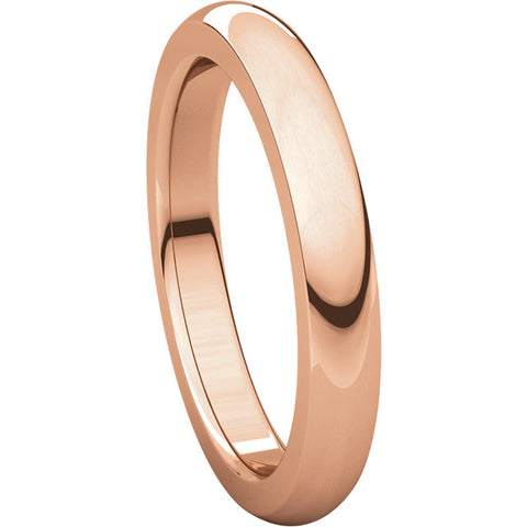 14k Rose Gold 3mm Heavy Comfort Fit Band, Size 7