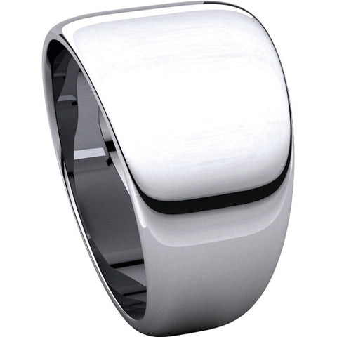 14k White Gold 10mm Half Round Tapered Band, Size 6.5
