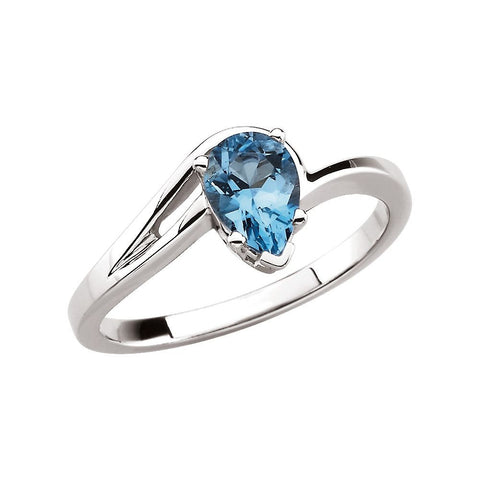 14k White Gold Aquamarine Ring, Size 6