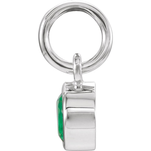 14k White Gold Imitation Emerald Birthstone Charm