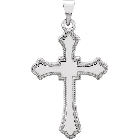 14k White Gold 21x15mm Cross Pendant