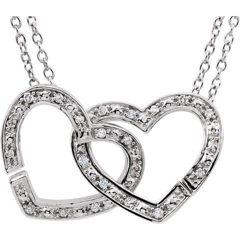 Sterling Silver 1/6 CTW Diamond 2-in-1 Interlocking Heart 18" Necklace