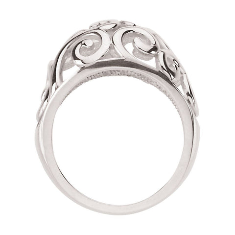 Sterling Silver Metal Fashion Scroll Ring, Size 7