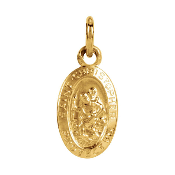 14k Yellow Gold 8.75x5.75mm Oval St. Christopher Medal