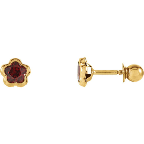 14k Yellow Gold January CZ Birthstone Earrings with Screw Backs
