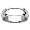 14k White Gold 6mm Half Round Edge Band, Size 10