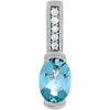 0.05 CTTW Genuine Aquamarine and Diamond Pendant in 14k White Gold