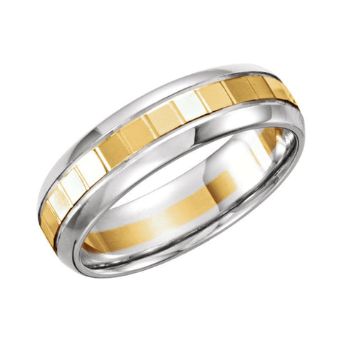 14K White & Yellow Gold 6mm Design Band Size 8.5