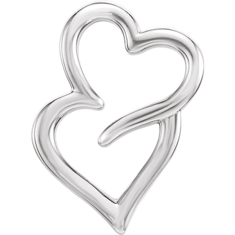 14k White Gold Double Heart Chain Slide