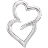 14k White Gold Double Heart Chain Slide