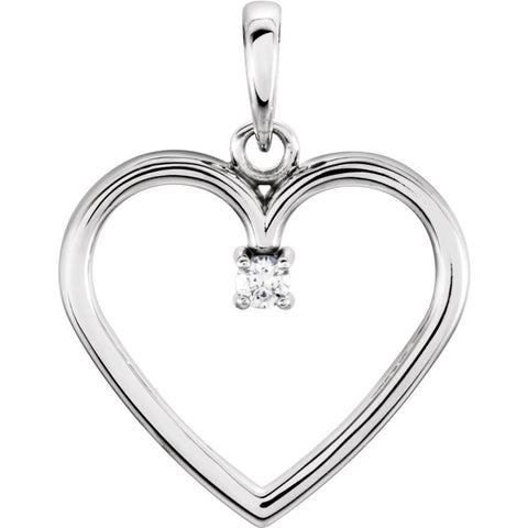 14k White Gold .03 CTW Diamond Heart Pendant