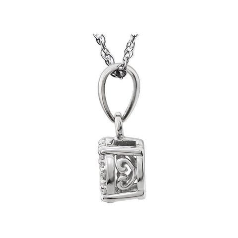14k White Gold 1/5 CTW Diamond Cluster 18" Necklace