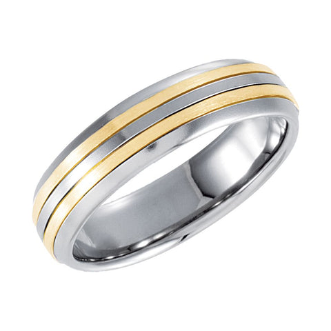 5.5mm Stainless Steel Domed Band with 18K Yellow Inlay, Size 6.5
