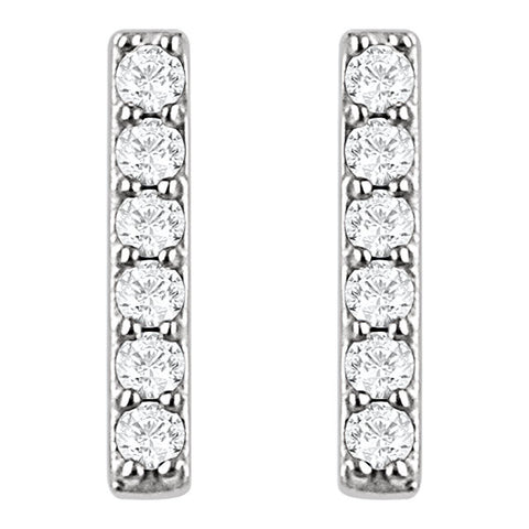 14k White Gold 1/10 CTW Diamond Vertical Bar Earrings