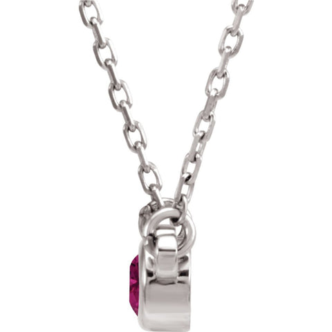 Sterling Silver Imitation Pink Tourmaline 16" Necklace