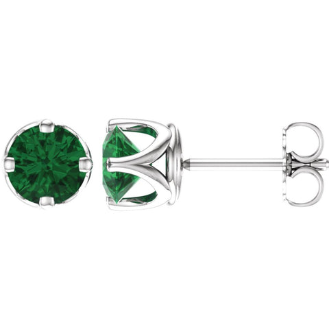14k White Gold Chatham® Created Emerald Earrings