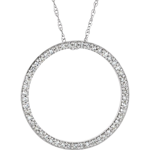 14k White Gold 1/3 CTW Blue & White Diamond 3-in-1 Circle 18" Necklace