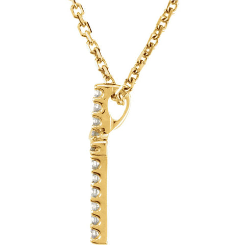 14k Yellow Gold .085 CTW Diamond Cross 16" Necklace