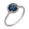 Sterling Silver Created Blue Sapphire & 0.01 ctw. Diamond Ring, Size 7