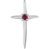 14K White Gold 7.75X10mm Ruby Cross Pendant
