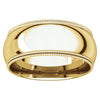 14k Yellow Gold 8mm Double Milgrain Comfort Fit Band, Size 10.5