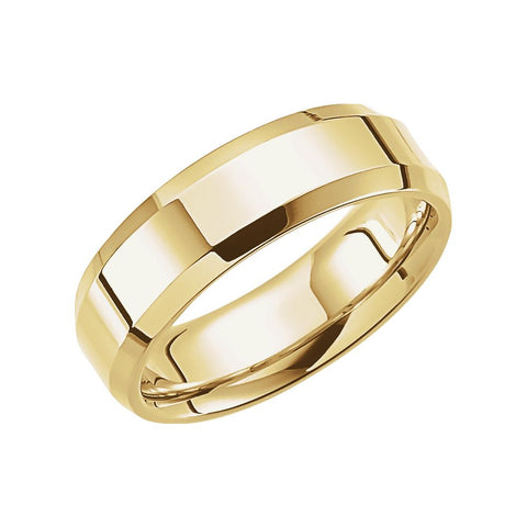 14k Yellow Gold 6mm Comfort-Fit Beveled Edge Band Size 9