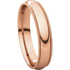 14k Rose Gold 4mm Milgrain Comfort Fit Band, Size 7