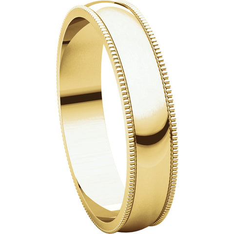 14k Yellow Gold 4mm Light Milgrain Band, Size 10.5
