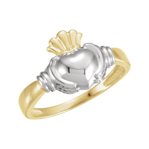14K Yellow & White Men's Claddagh Ring, Size 11