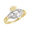 Men's Two-Tone Claddagh Duo Band in 14K Yellow and White Gold ( Size 10 )