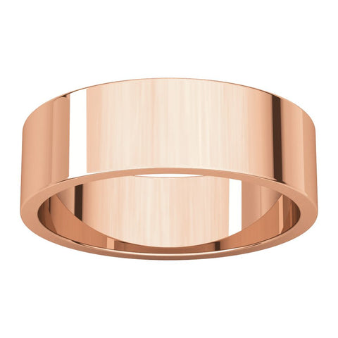 14k Rose Gold 6mm Flat Band, Size 9.5