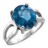 14k White Gold London Blue Topaz Ring, Size 7