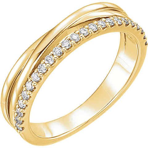 14k Yellow Gold 1/4 CTW Diamond Criss Cross Ring, Size 7