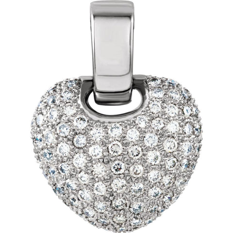 14k White Gold 1 CTW Diamond Pavé Heart Pendant