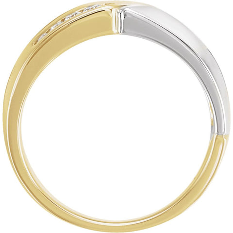 14k White/Yellow Gold Men's Diamond Ring, Size 10.5