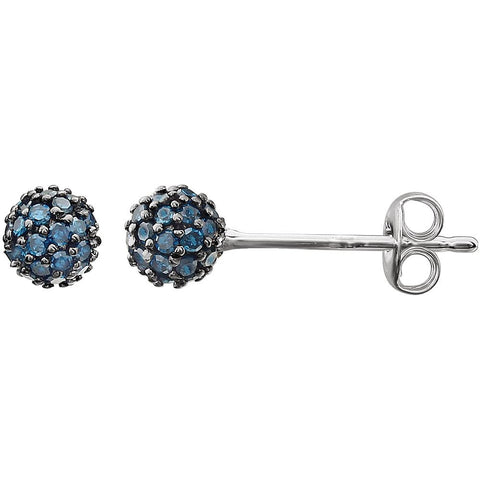 14k White Gold 1/3 CTW Blue Diamond Earrings