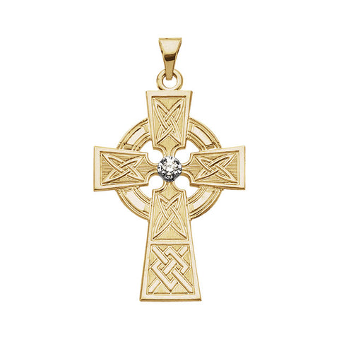 14K Yellow & White .06 CTW Diamond Cross Pendant