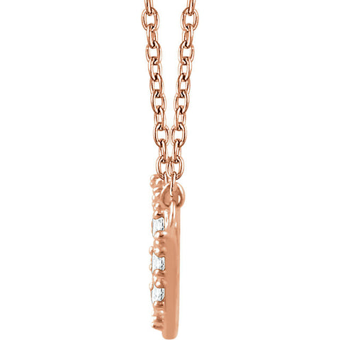 14k Rose Gold 1/6 CTW Diamond Square Cluster 16-18" Necklace