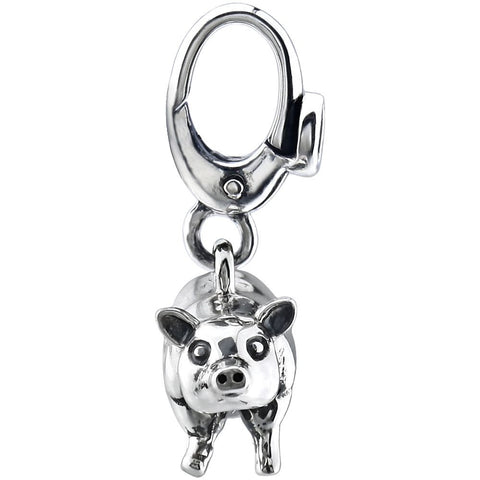 Sterling Silver 21x17mm Pig Charm