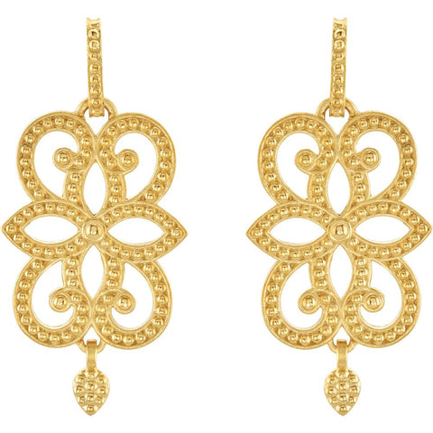 14k Yellow Gold Granulated Scroll Design Earrings