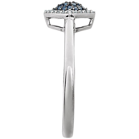 14k White Gold 1/6 CTW Blue & White Diamond Cluster Ring, Size 7