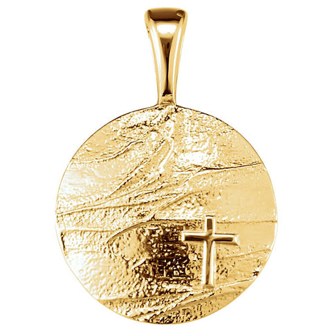 14k Yellow Gold 27.6x19.1mm Heart print Storm Pendant