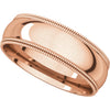 14k Rose Gold 6mm Double Milgrain Comfort Fit Band, Size 7