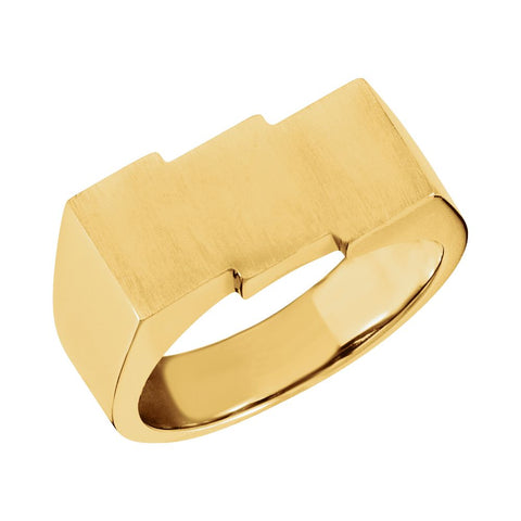 14k Yellow Gold 8x18mm Men's Signet Ring , Size 10
