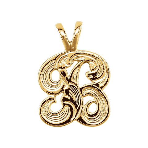 14k Yellow Gold "B" Medium Initial Pendant