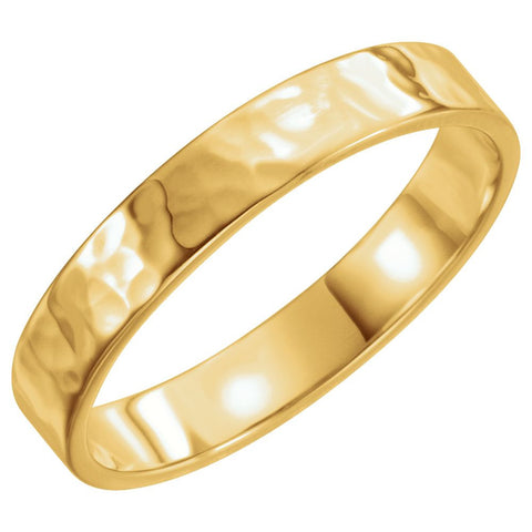 14k Yellow Gold 4mm Flat Band with Hammer Finish Size 11